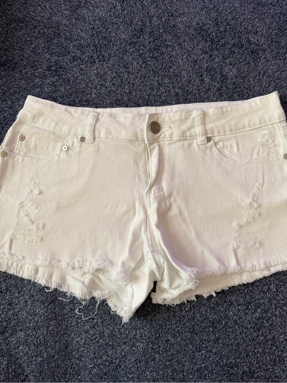 Indigo Rein White Distressed Denim Shorts